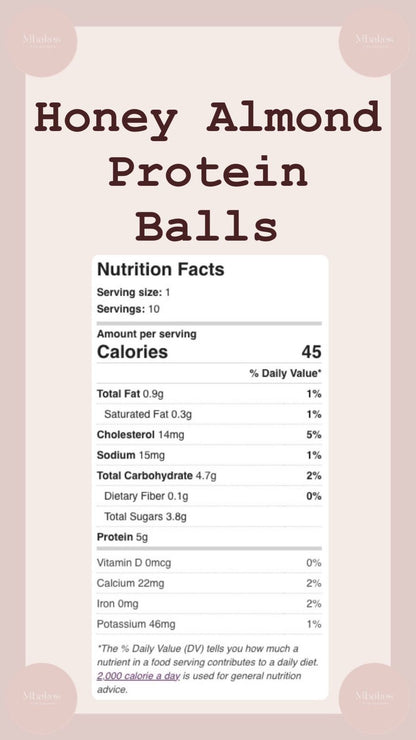 Honey Almond Protein Balls (2 per Pack)